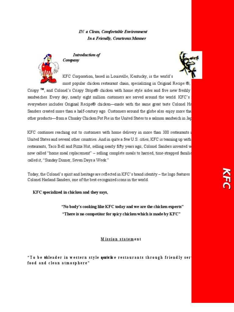 Kentucky fried chicken menu image