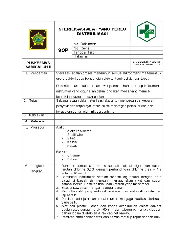 7 3 2 2 Sop Sterilisasi Alat