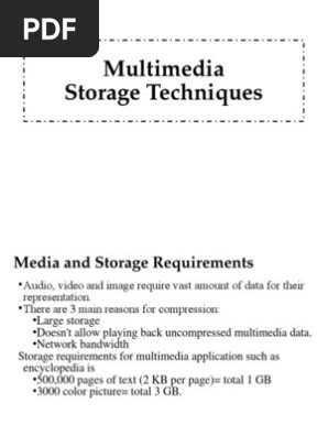 Chapter 2.1-Multimedia Storage Techniques