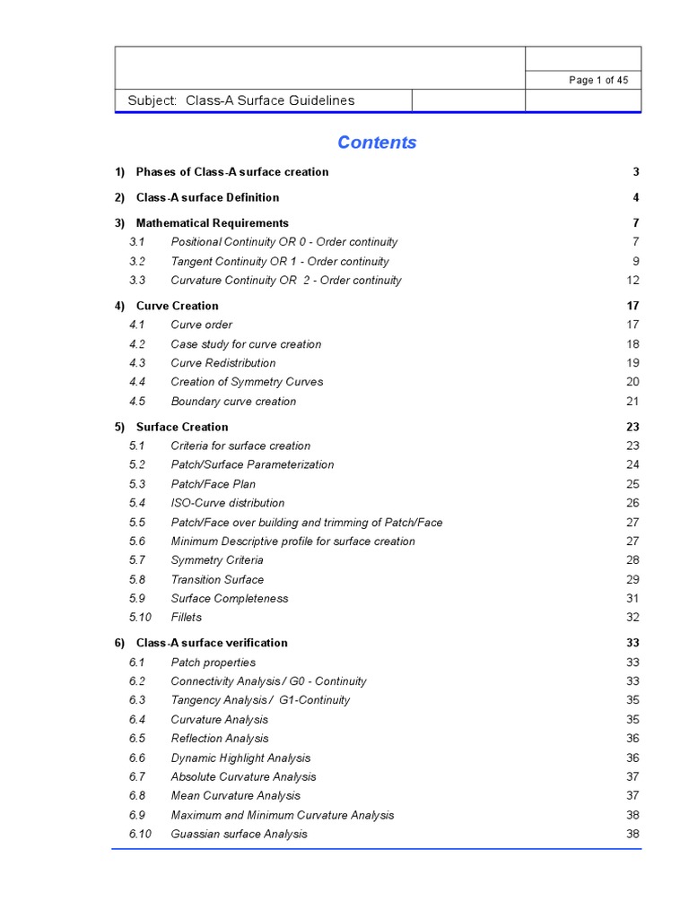 Class-A Surface Creation Guidelines | PDF | Curve | Engineering Tolerance