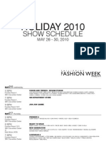 Schedule - Philippine Fashion Week Holiday 2010