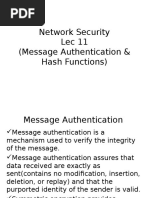 Network Security Lec 11 (Message Authentication & Hash Functions)