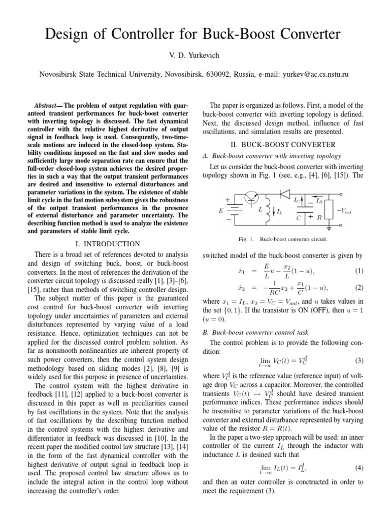 Design of Controller For Buck Boost Converter | PDF | Control Theory ...