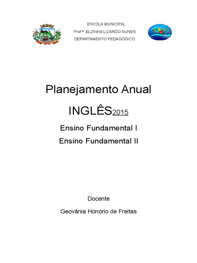 Planejamento Anual de Inglês 2015 | PDF | Planejamento | Aprendizado