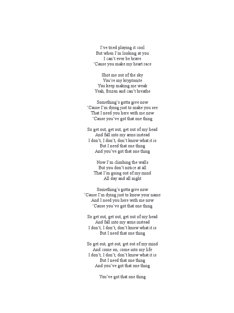 Lirik Lagu One Thing One Direction