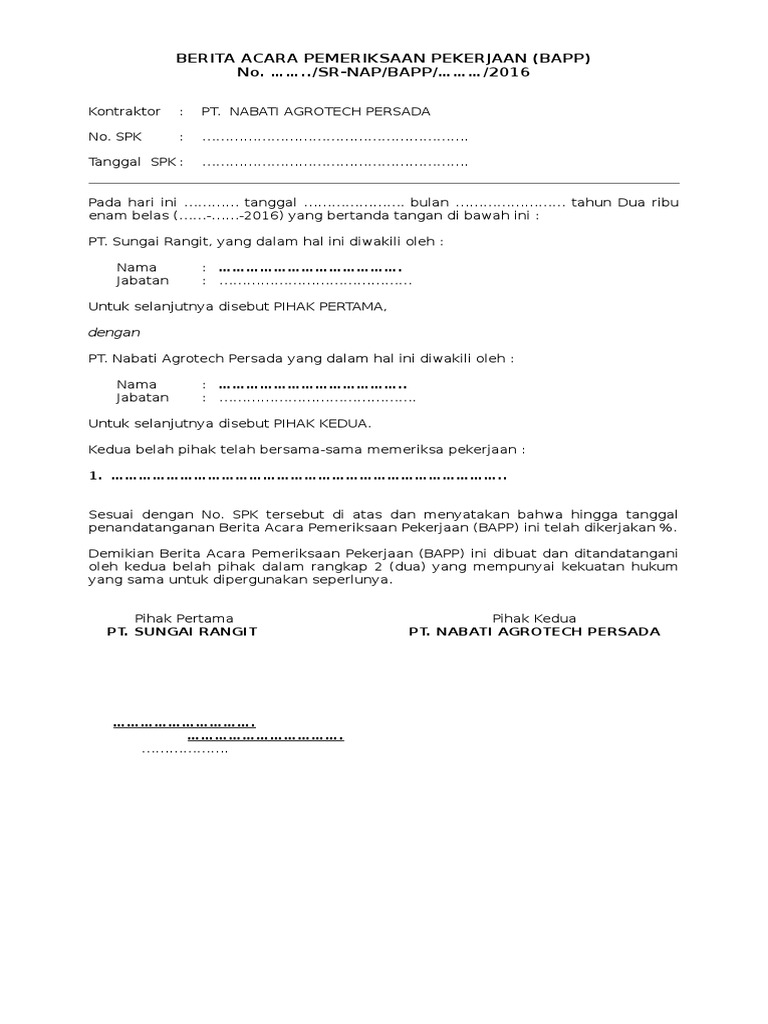 Berita Acara Pemeriksaan Pekerjaan | PDF | Komputer