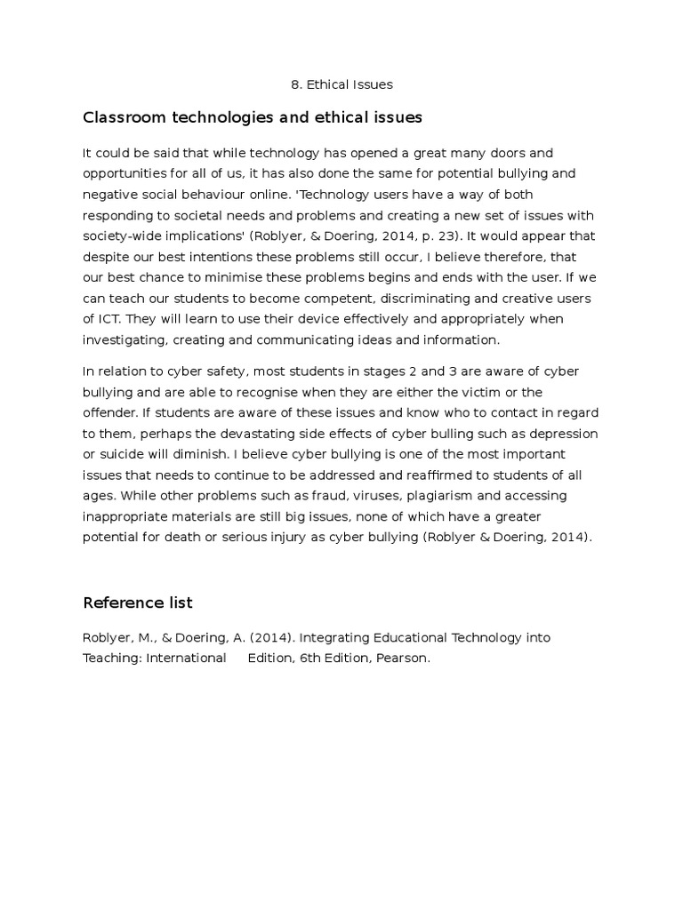 Ethical Issues in Classroom Technology | PDF | Computers