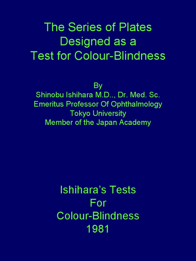 Ishiharas Color Blind Test | PDF