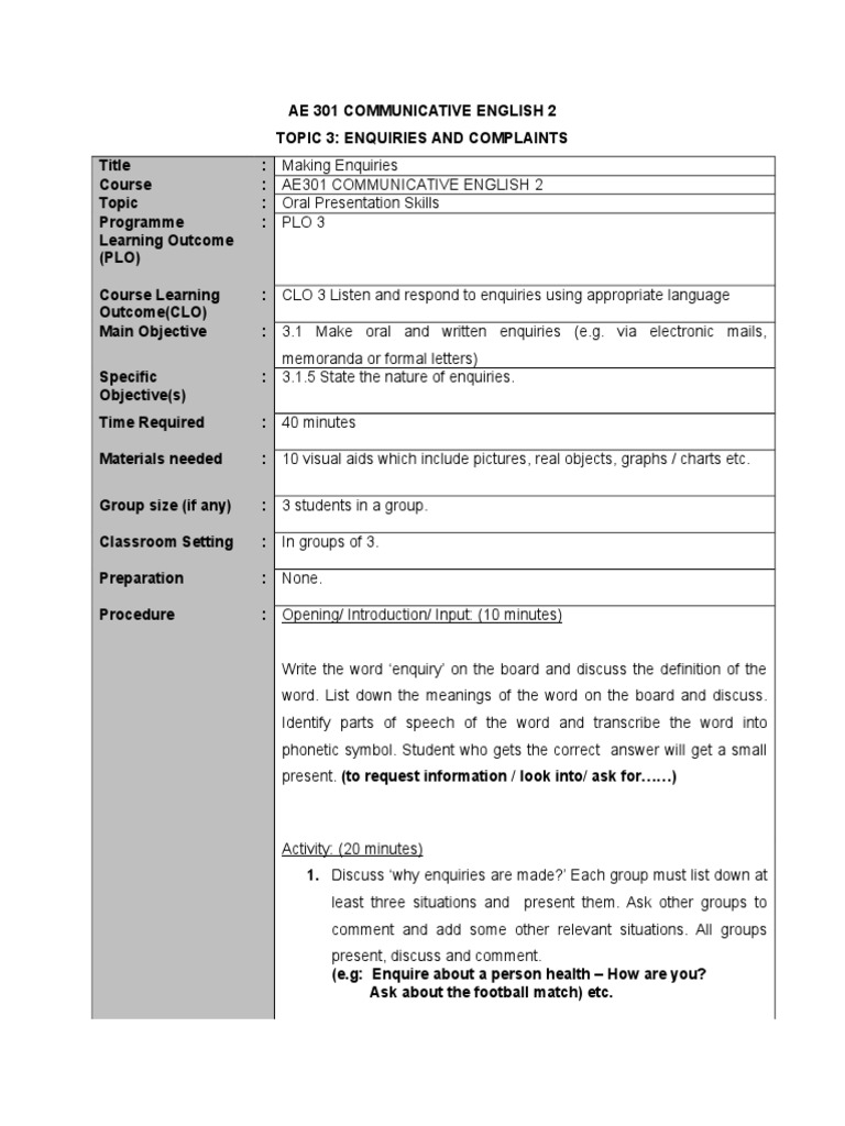Ae 301 3 0 Enquiries Linguistics Communication