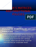 Hofer's Matrices and Directional Policies