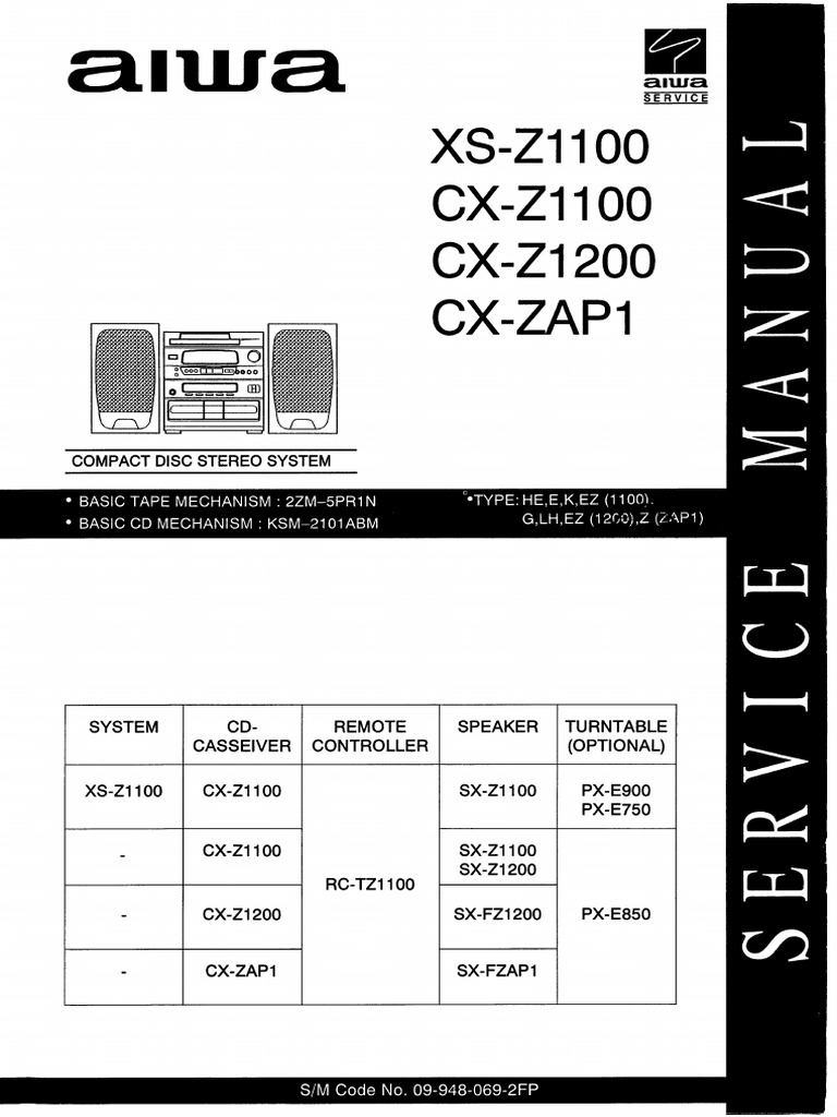 Aiwa CX z1100 z1200 z1200lh z2100m Zap1 Xs z1100 | PDF