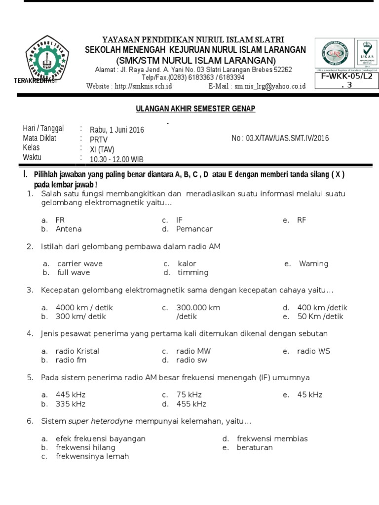 Soal Prtv Uas Genap 2016 Kelas Xi Tav Doc