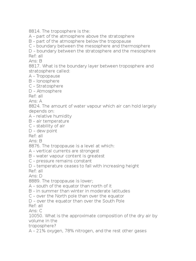 Troposphere Characteristics and Variations | PDF | Troposphere ...