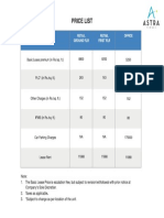 Astra Towers - Price List