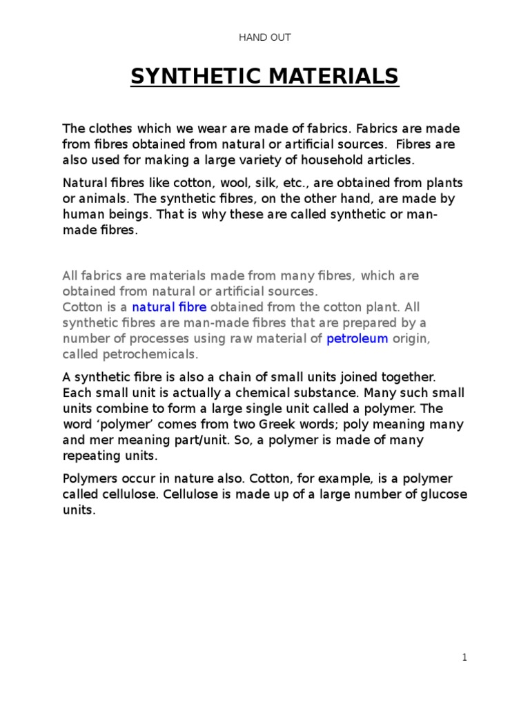 Synthetic Materials | PDF | Polyester | Plastic