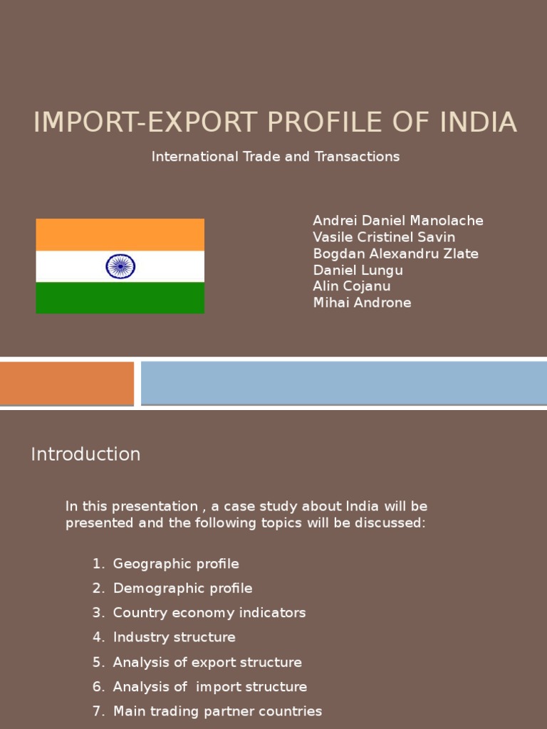 ImportExport Profile of India Business Process Outsourcing Agriculture