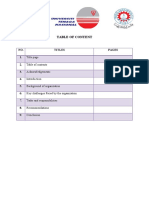 Table of Contents Template