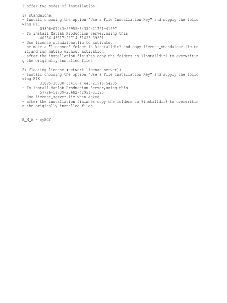 Matlab Installation Guide: Standalone & Network | PDF | Computer Data ...