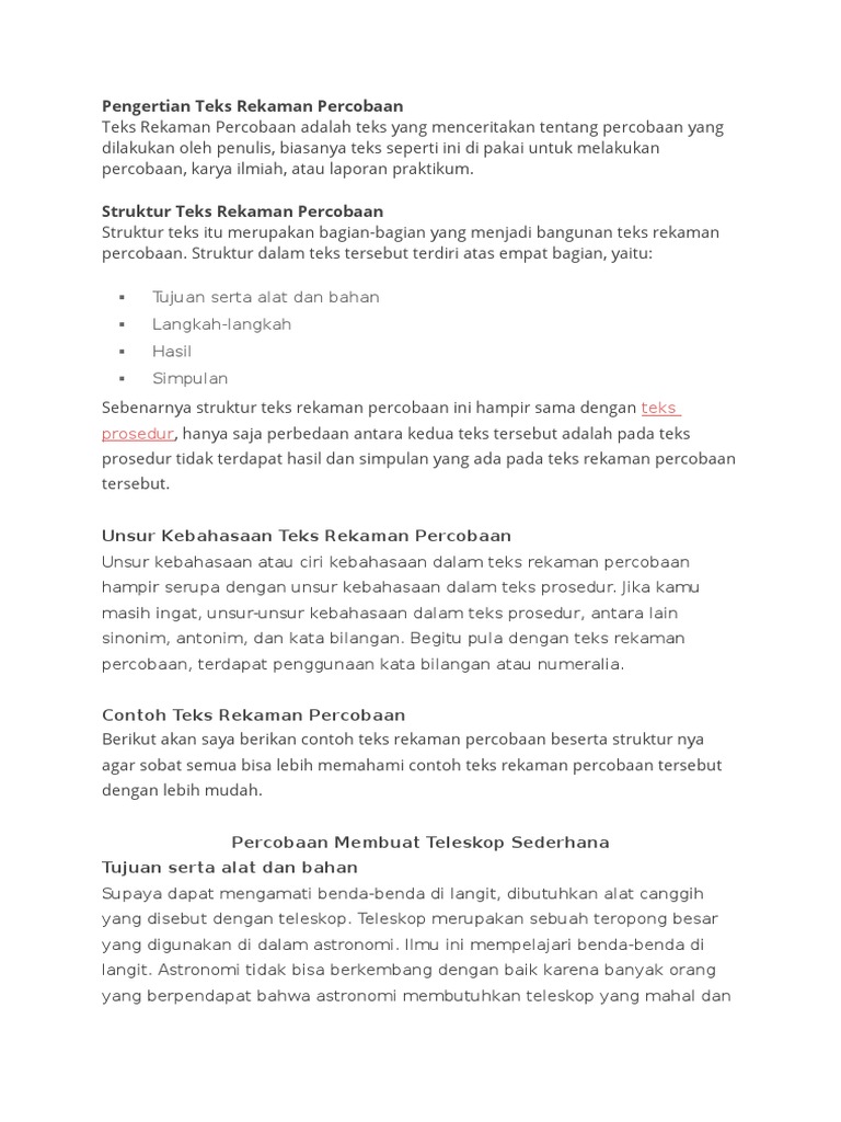 Teks Rekaman Percobaan Pdf
