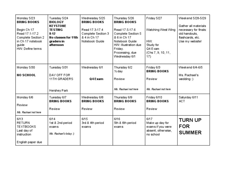 Weekly Class Schedule and Assignments | PDF | Language Arts & Discipline