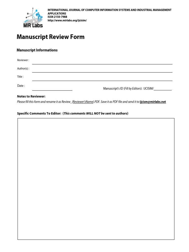 Manuscript Review Form Template | PDF