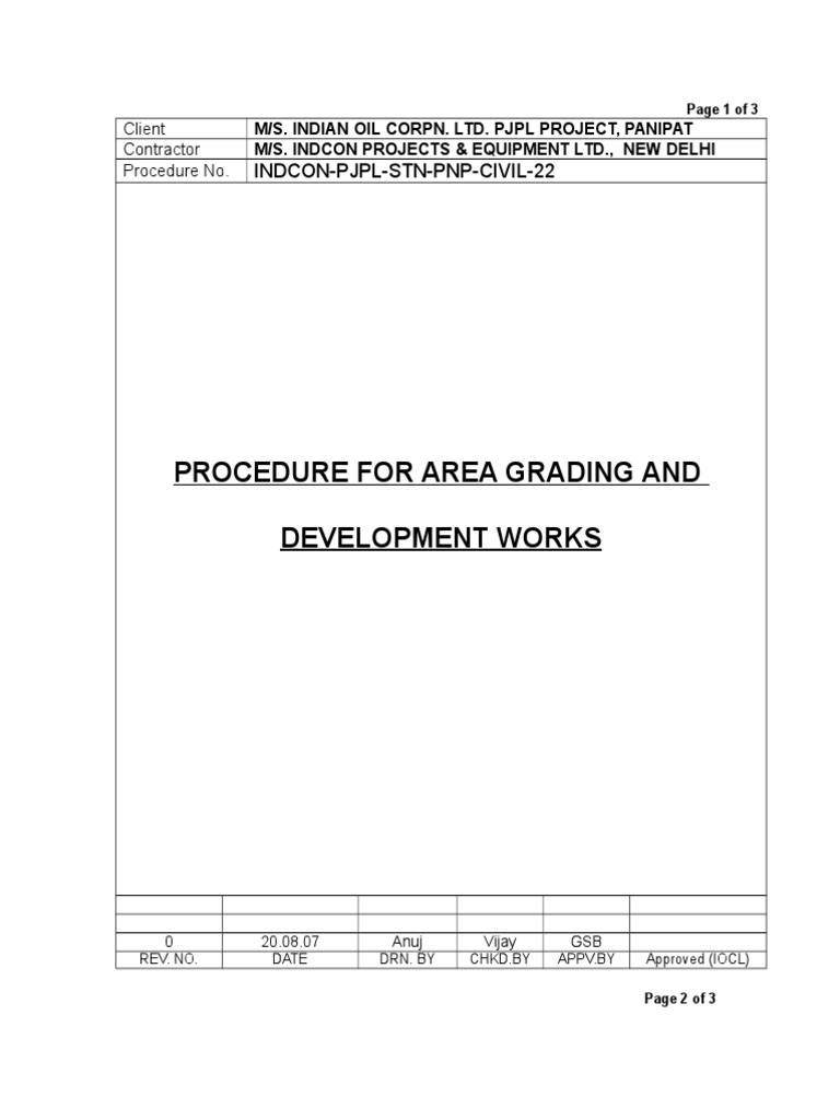 Area Grading Procedure for PJPL Project | PDF | Trees | Science