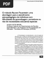 O Método Reuven Feuerstein Uma Abordagem Para o Atendimento Psicopedagógico de Indivíduos Com Dificuldades de Aprendizagem, Portadores Ou Não de Necessidades Educativas Especiais