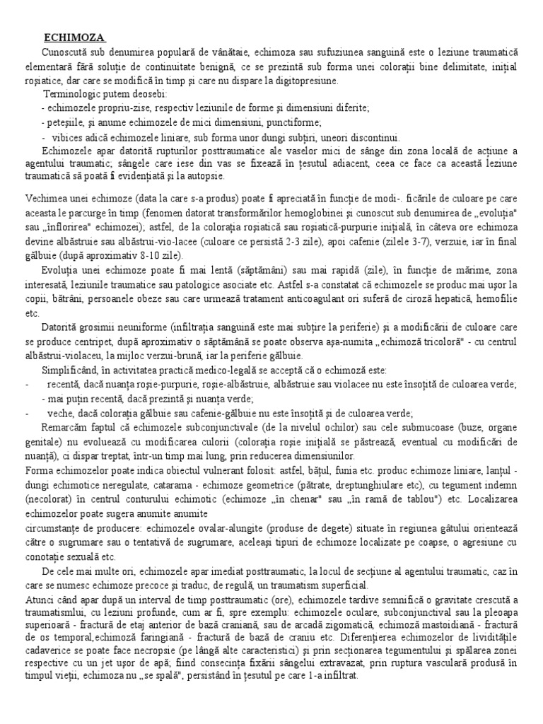 Echimoza, Excoriatie, Plaga | PDF