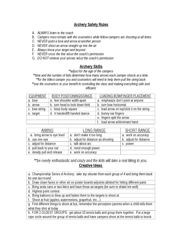 Essential Archery Safety & Skills Guide | PDF