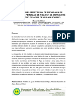 Diseño e Implementacion de Programa de Control de Perdidas de Agua en El Sistema de Suministro de Agua de Villa Huidobro