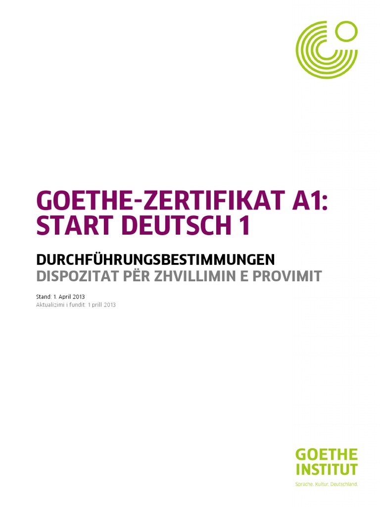 Goethe Zertifikat A1 Start Deutsch 1 Modellsatz