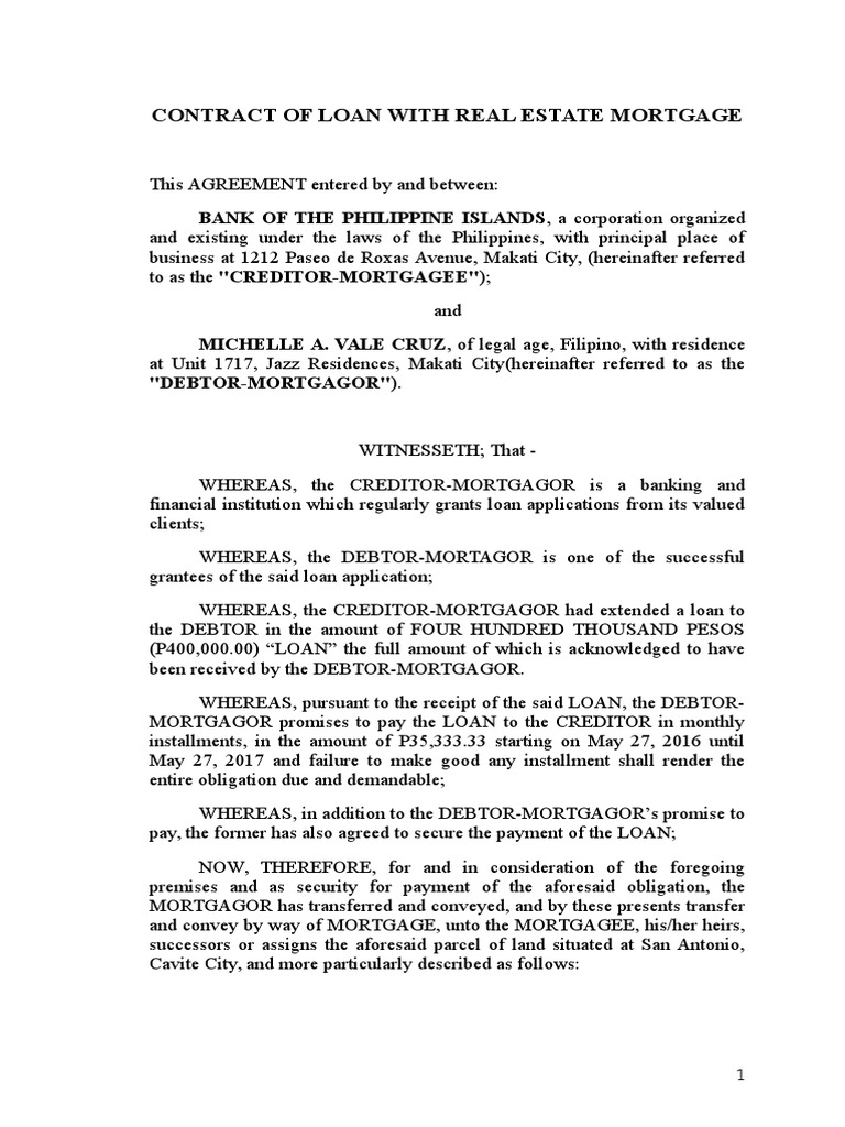 Bank Loan With REM PDF Mortgage Law Loans