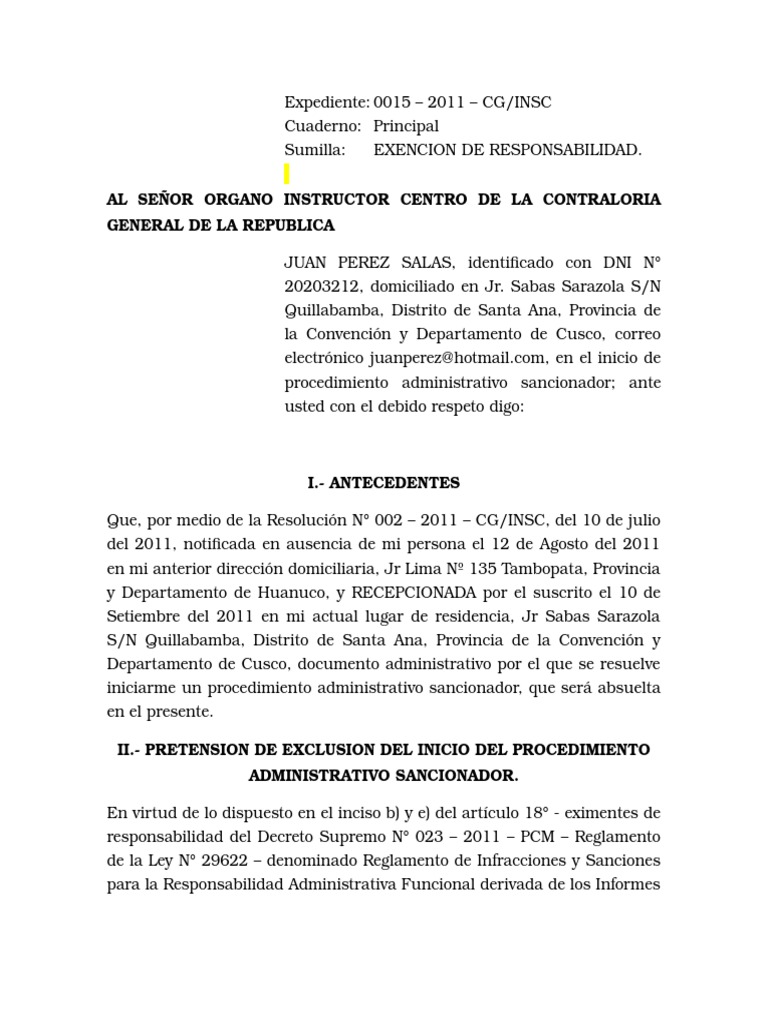 Exenci n De Responsabilidad Administrativa PDF Regulaci n Estado 