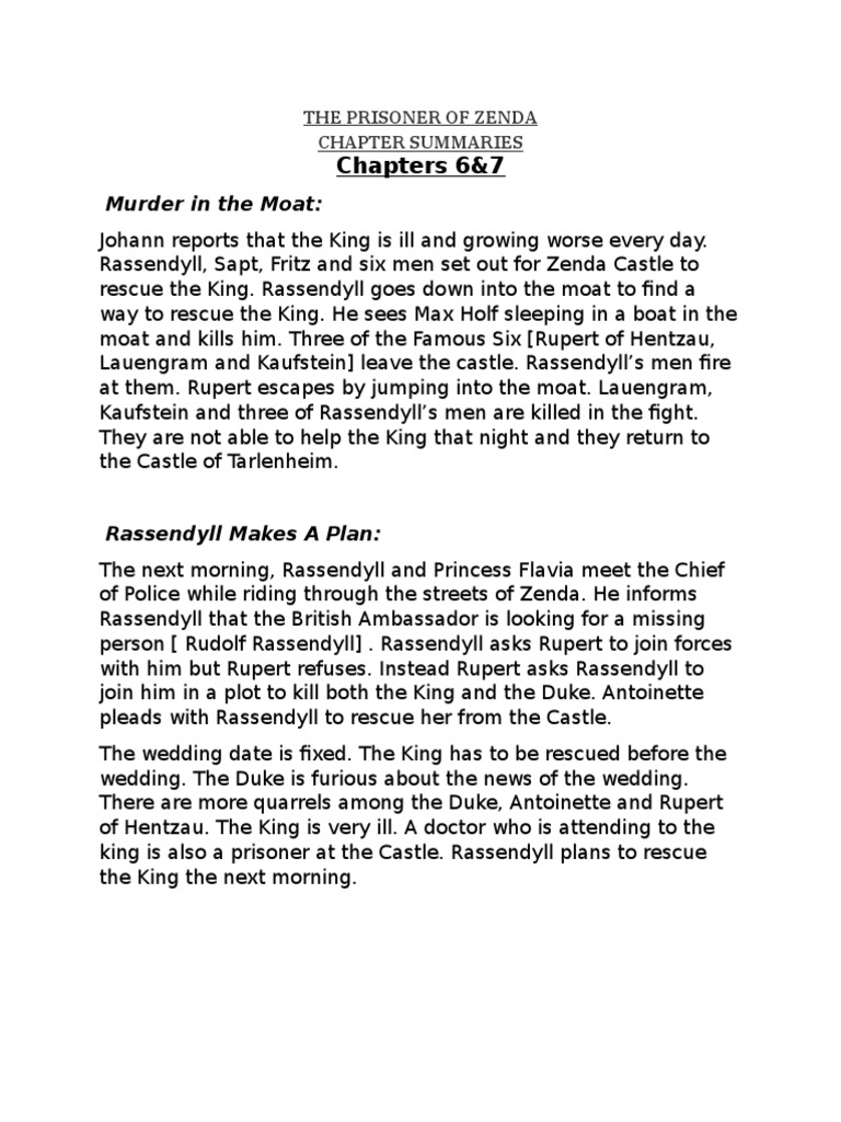 The Prisoner Of Zenda Chapters 6 7