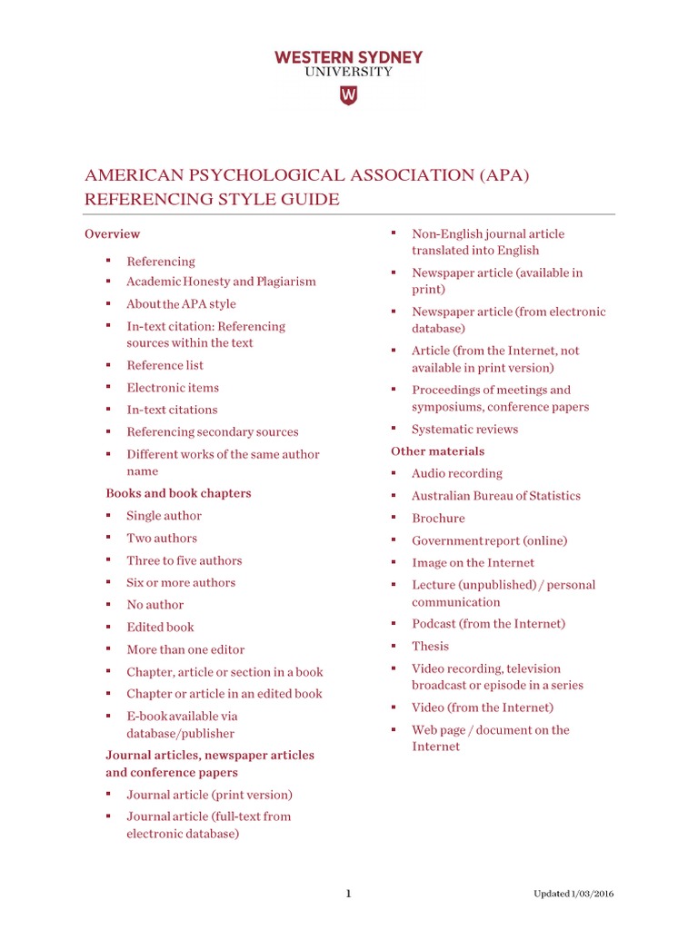 APA Referencing Style Guide | PDF | Social Science
