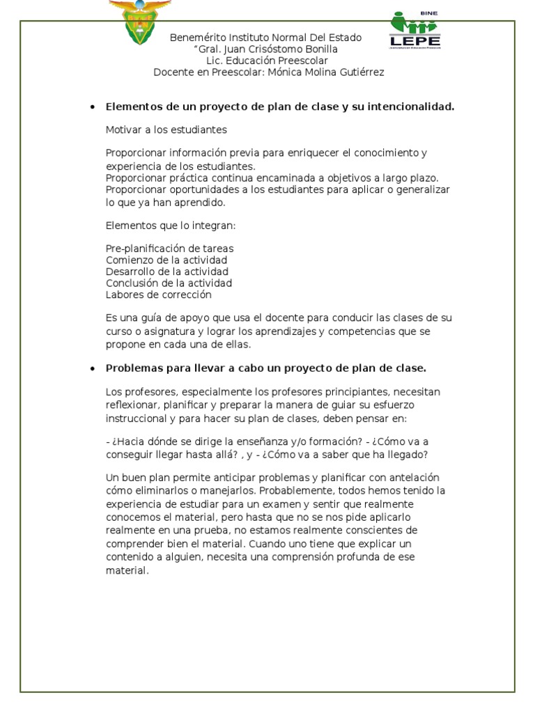 Elementos Clave para un Plan de Clase | PDF | Crecimiento personal y ...