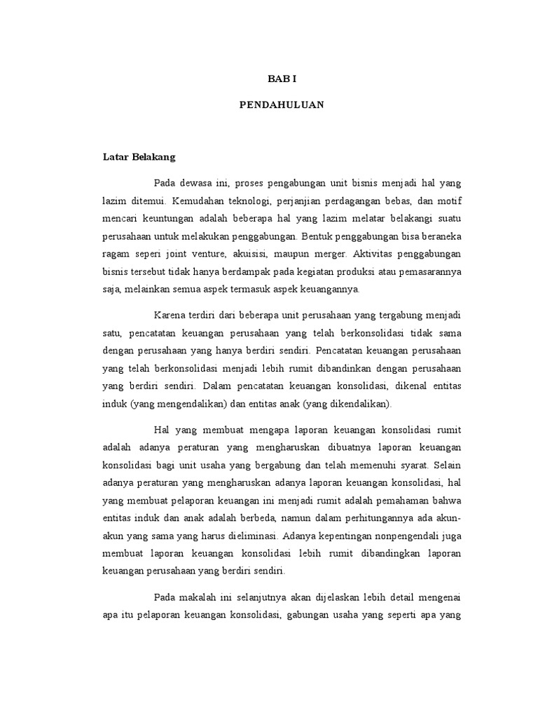 Laporan Keuangan Konsolidasi