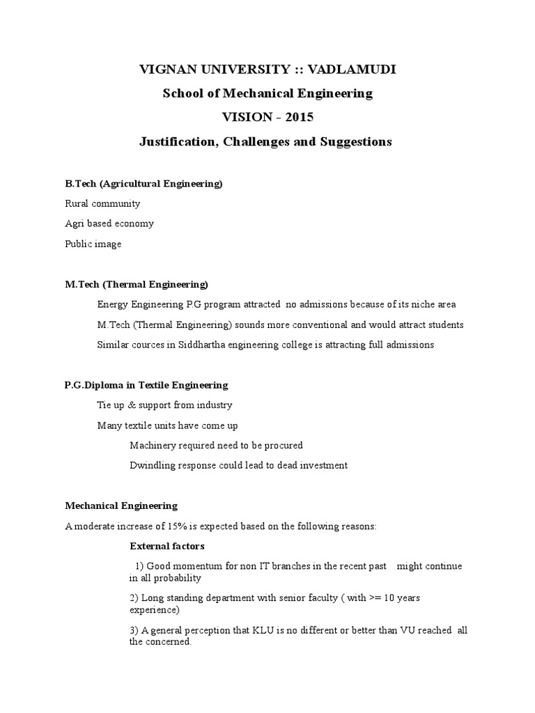 Vignan University Mechanical Engineering Strategies | PDF | Professors ...