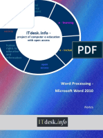 Microsoft Word 2010 Notes