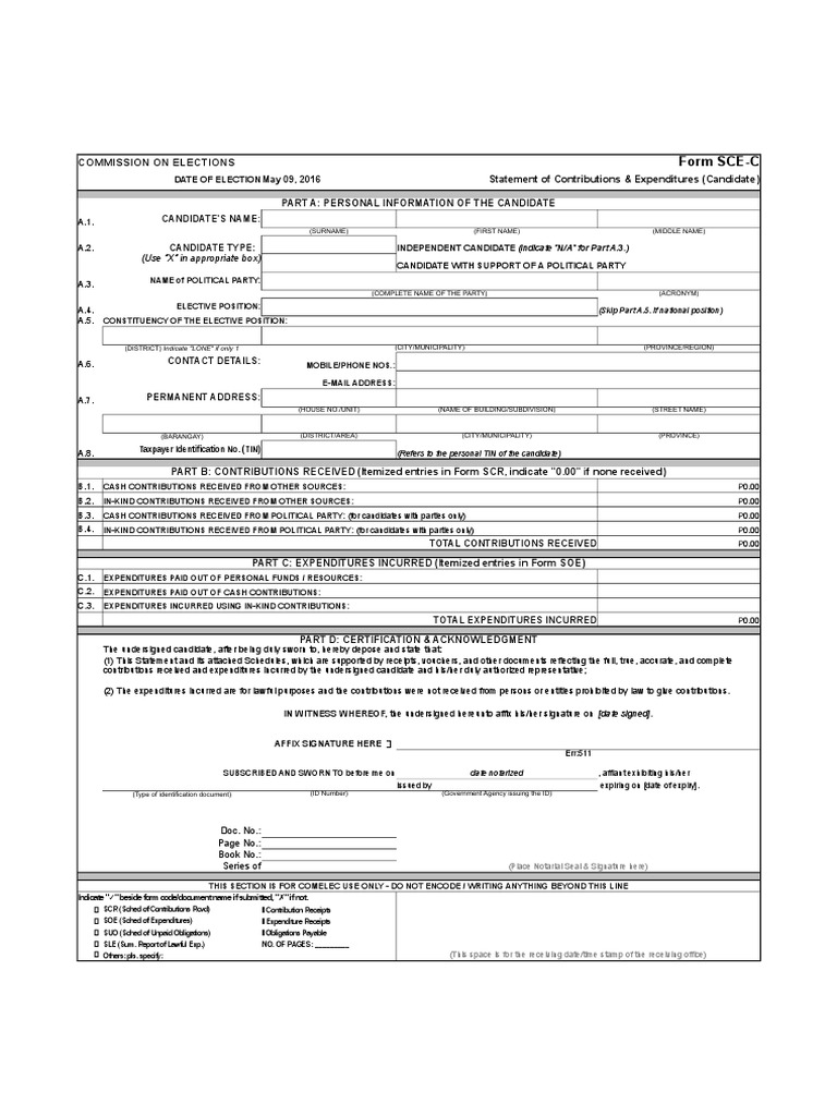 SOCE Forms For Candidates (Final) Affidavit Notary Public