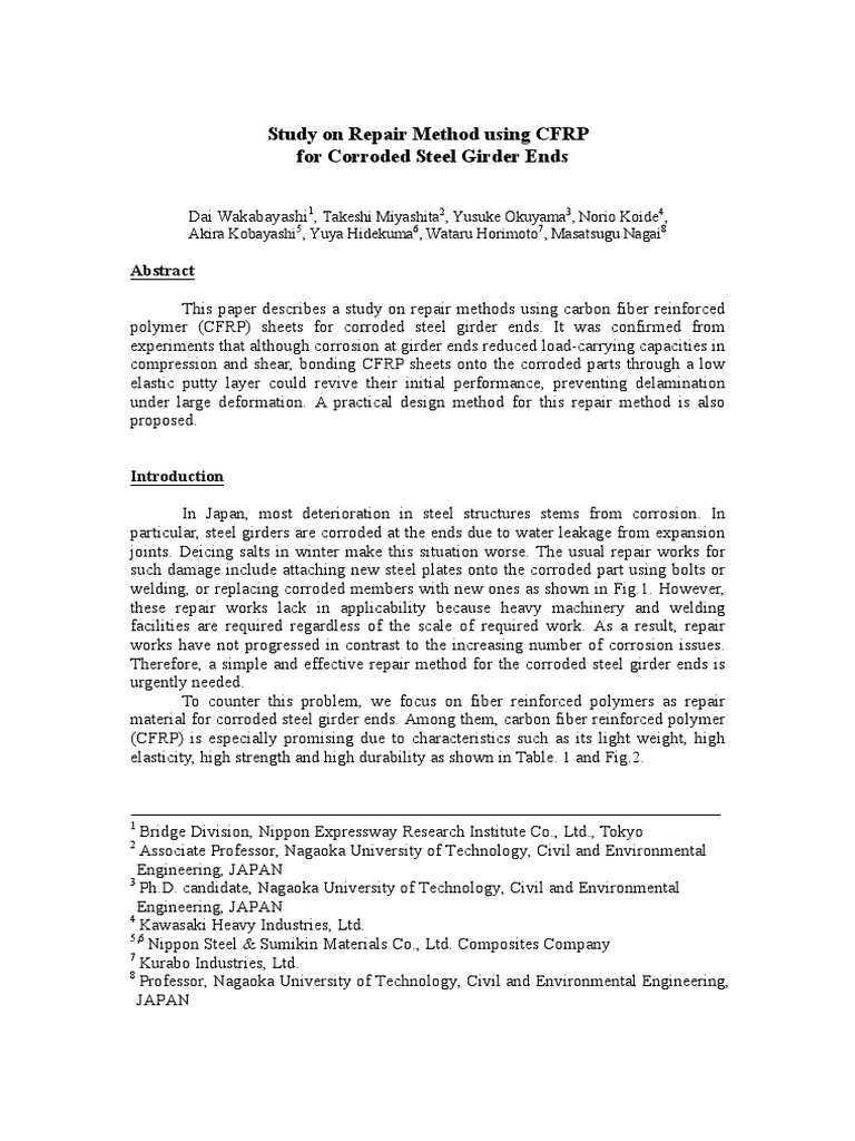 Study On Repair Method Using CFRP For Corroded Steel Girder Ends | PDF ...