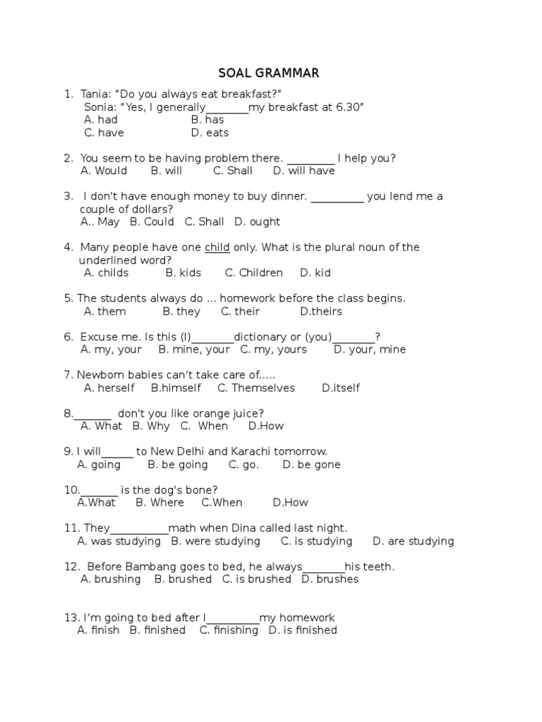 Contoh Soal Adjective Terjemahan