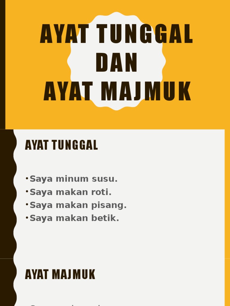 Ayat Tunggal Dan Ayat Majmuk