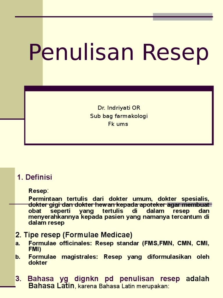 Panduan Penulisan Resep Dokter | PDF
