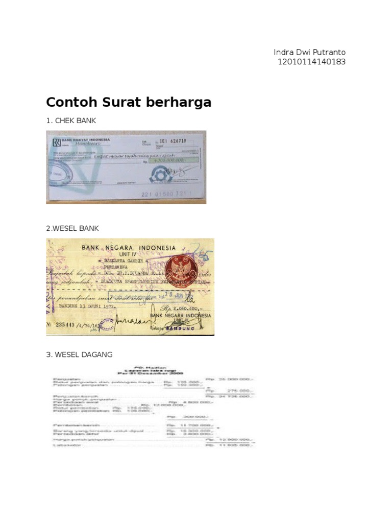 Contoh Surat Berharga