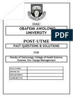 OAU Post UTME Past Question and Answer