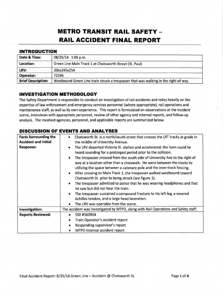 Maceo Lopez Rail Incident Report | PDF