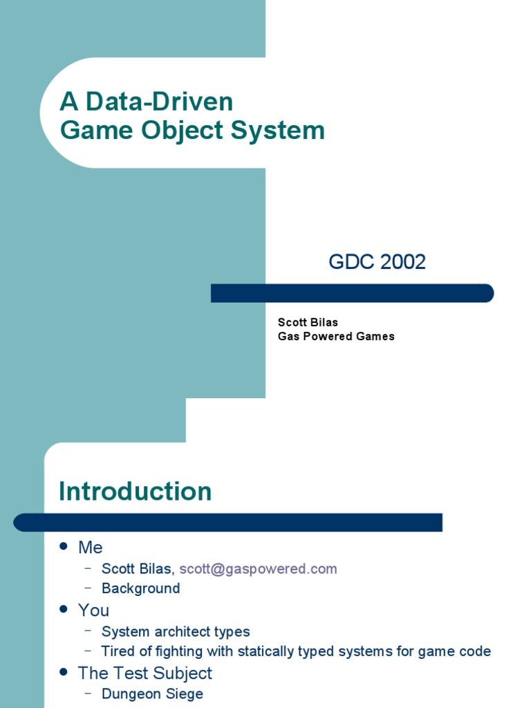 Data-Driven Game Object System Explained | PDF | Games & Activities ...