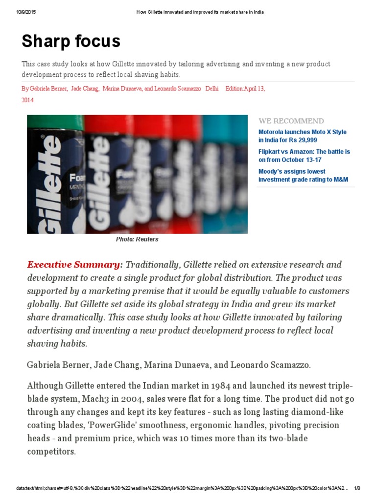 Gillette and Its Market Share in India | PDF | Strategic Management | Razor
