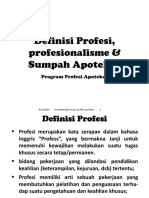 Definisi Profesi, Profesionalisme & Sumpah Apoteker